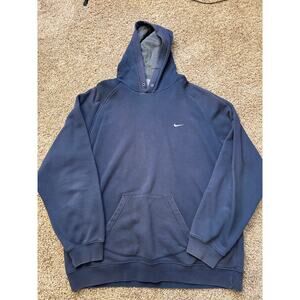 Nike Vintage Y2K Hoodie Navy Faded No Strings Mens Size XXL